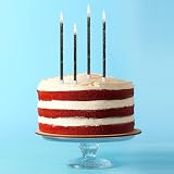 URAQT Metallic Birthday Candles 24 Pcs with Holders 5.1 in Black Glitter view 6