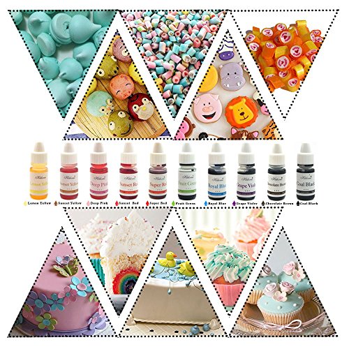 Ktdorns Food Coloring Liqua-Gel - 10 Color Variety Kit in .25 fl. oz. (6ml) Bottles
