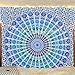 Bless International Handmade Indian hippie Bohemian Psychedelic Peacock Mandala Wall hanging College Dorm Beach Throws Table Cloth Bedding Tapestry (Peacock Sky Blue, Queen(84x90Inches)(215x230Cms))