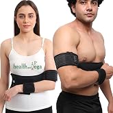 HealthAndYoga&trade; GuardNHeal Arm Sling Shoulder Immobilizer for Women and Men &ndash; Rotator Cuff Support Brace and Shoulder Sling - Left or Right - Adjustable for Customized Fit - Skin Friendly (Black, Large 34"- 46")