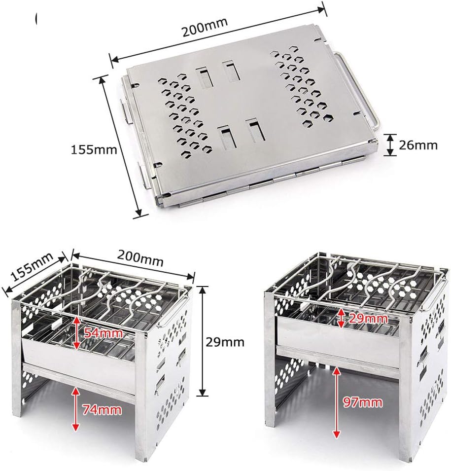review ZJJ& BBQ Barbecue Grill Stainless Steel Folding Grill Outdoor Gas Charcoal Multi-Purpose Camping Grill