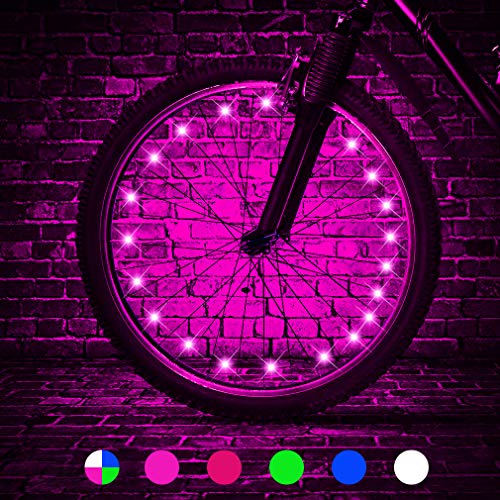 TINANA LED Bike Wheel Lights Ultra Bright Waterproof Bicycle Spoke Lights Cycling Decoration Safety Warning Tire Strip Light for Kids Adults Night Riding -1Pack (Pink)