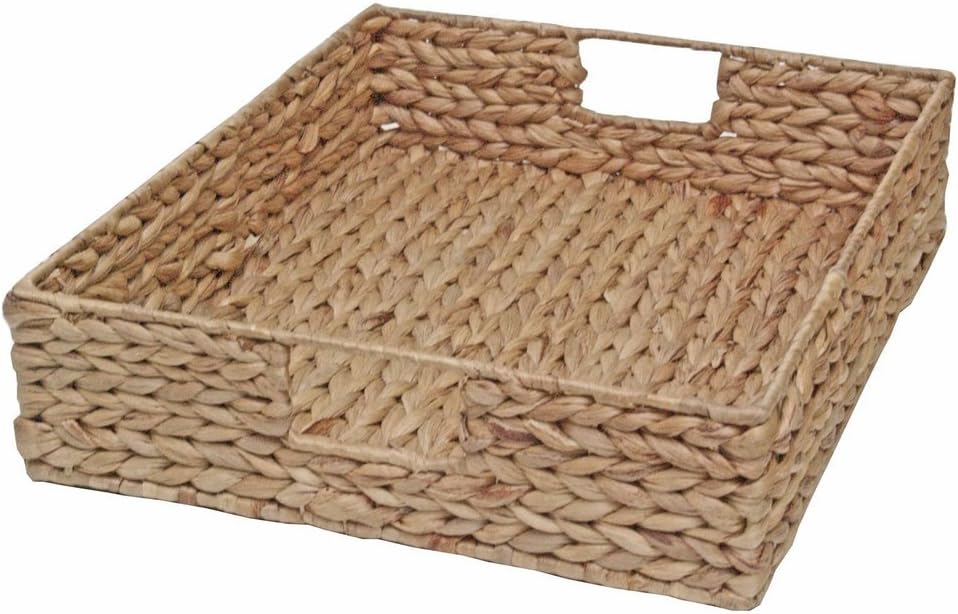 Casa Furnishings Wicker Shallow Storage Basket, Tray Display, Water