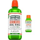 TheraBreath Fresh Breath Mouthwash, Mild Mint, Alcohol-Free, 1 Liter (33.8 oz) + Travel Size, 3 fl oz