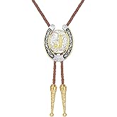 Flipslo Bolo Tie for Men Western Tie Cowboy Initial Letter ABCDJMR to Z Brown Leather Necktie Bolo Ties for Women