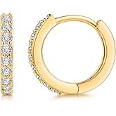 Kainier Mini Hoop Earrings 18K Gold Plated Cubic Zirconia Ear Cuff Earrings Huggie Hoop Cartilage Earring Hypoallergenic Jewelry for Women and Girls Rose/Gold……