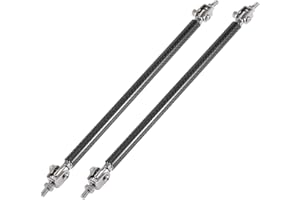 A ABSOPRO Front Bumper Lip Splitter Strut Tie Rod Bar Adjustable 11"-13" Lip Strut Rod Bumper Splitter Black Carbon Fiber Pat