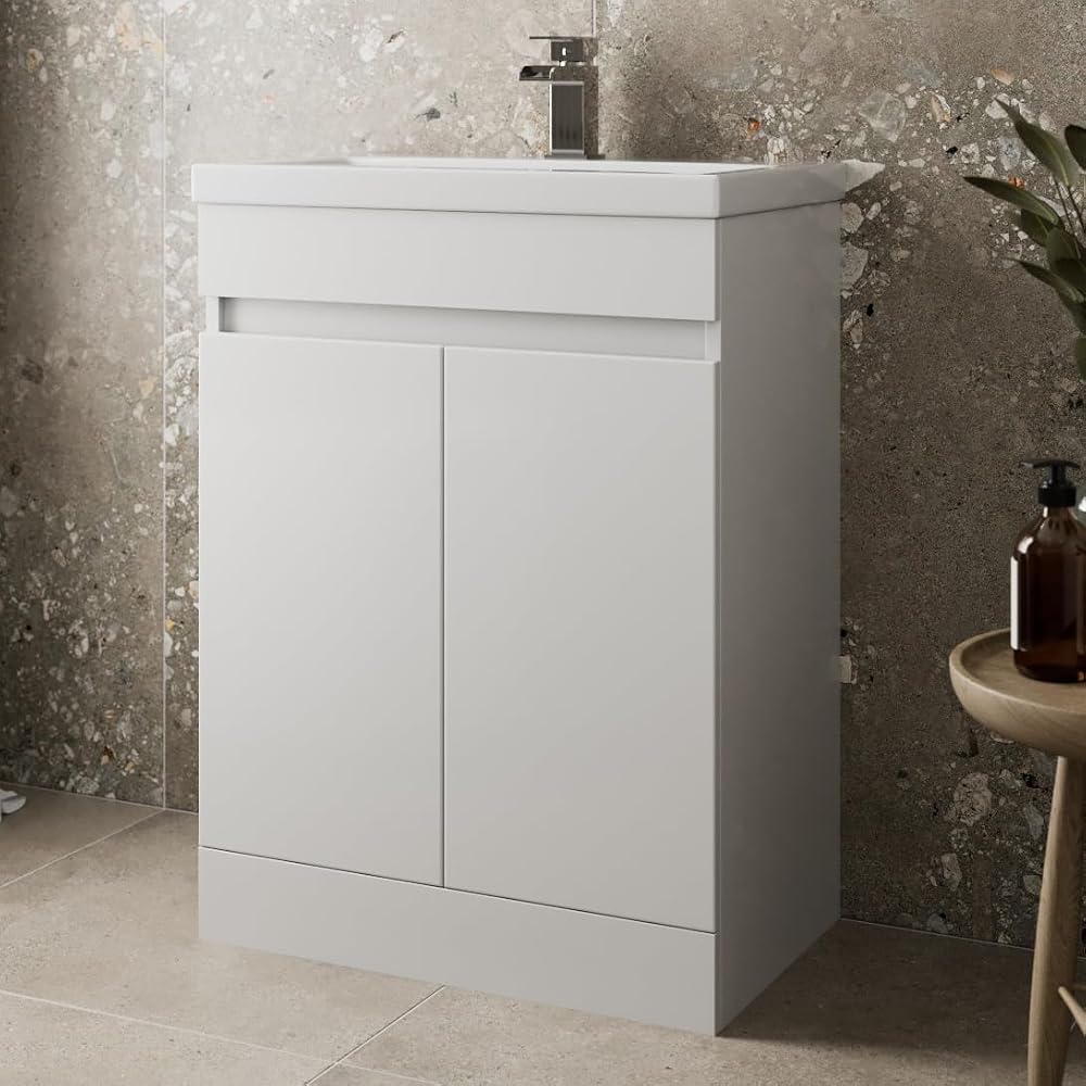 Artis 600mm White Gloss Bathroom Vanity Unit With Ceramic Basin