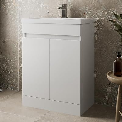Artis 600mm White Gloss Bathroom Vanity Unit With Ceramic Basin
