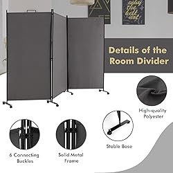 Giantex 3 Panel Room Divider with Wheels, 103''W x