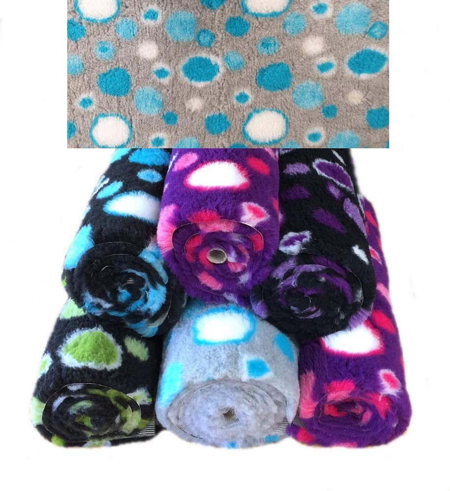 PnH Veterinary Bedding ® CIRCLES - NON SLIP - DOG BED - WHELPING FLEECE - Rubber Backed Vet Bed Roll/Pieces - Choice Of Colours And Sizes (75cm x 50cm, Grey with Blue Circles)