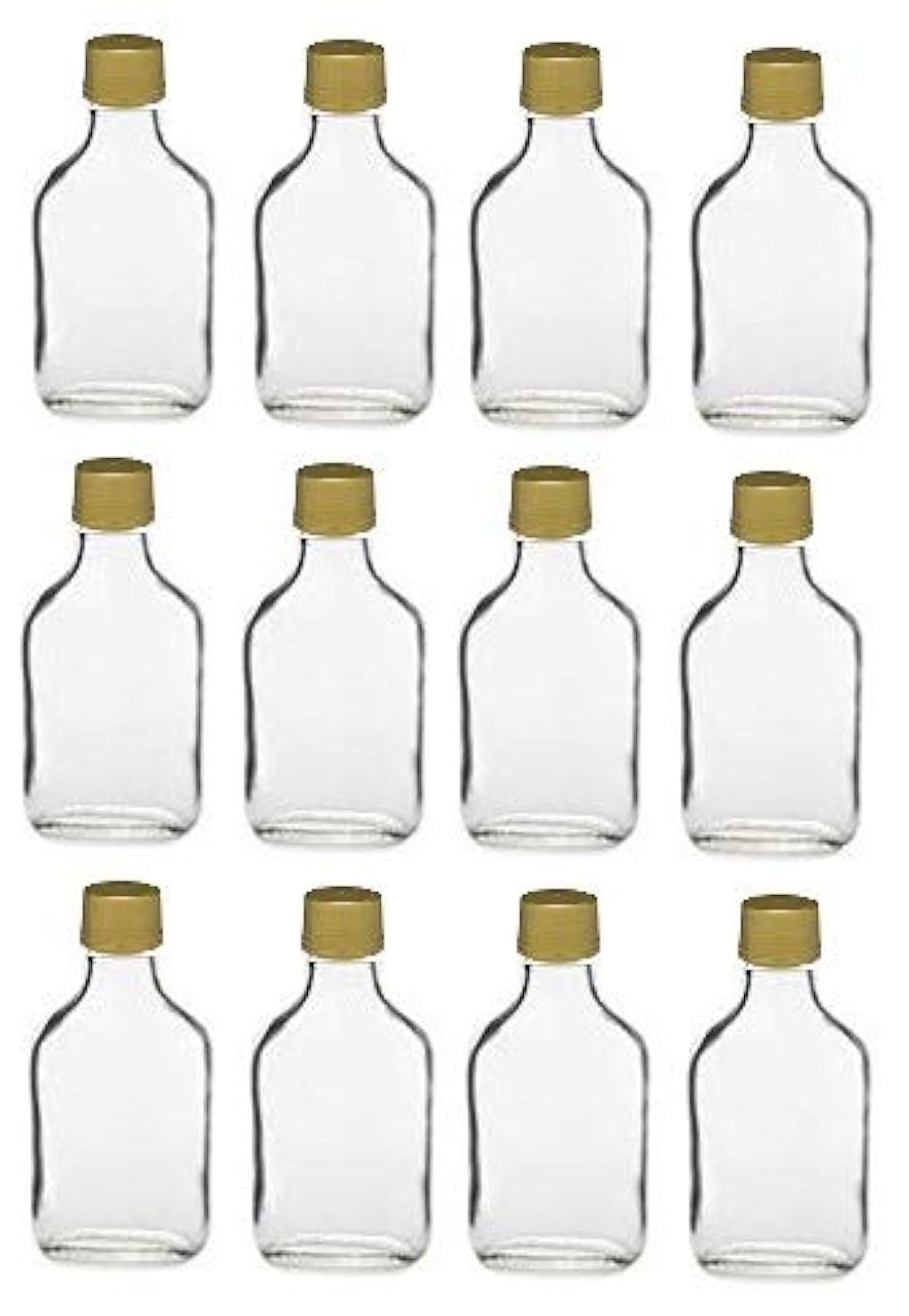 Nakpunar 12 pcs 100 ml Glass Flask Bottles with Gold Tamper Evident Cap (12, 100 ml Gold)