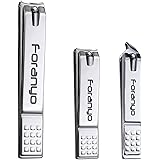 Foranyo Nail Clipper Set - 3 Pack Nail Clippers for Men Women, Stainless Steel Fingernail & Toenail Clippers Nail Cutter Set 