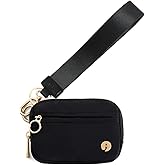 JEEBURYEE Wristlet Keychain Wallets for Women RFID Blocking Credit Card Holder Small Zipper Coin Purse Change Pouch with ID Window and Detachable Wrist Strap Black