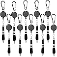 Eshylala 10 Pack Black Carabiner Pens Ballpoint Pen on Keychain Retractable Badge Reel Ballpoint Pen Pull Clip Pen Belt Clip Ballpoint Pen for Nurses, Students, Teachers, Worker
