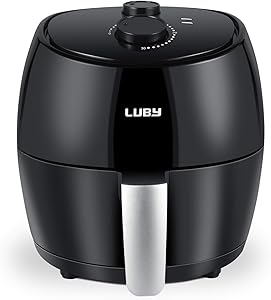 Luby Air Fryer 3.2QT 1300-Watt with Timer & Temperature Control, Healthy Oil-Free, Non Stick Fry Basket, Dishwasher Safe Parts, Black