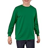 Haloumoning Boys Long Sleeve Shirts Kids Crewneck T Shirts Casual Tops Basic Tees 5-14 Years