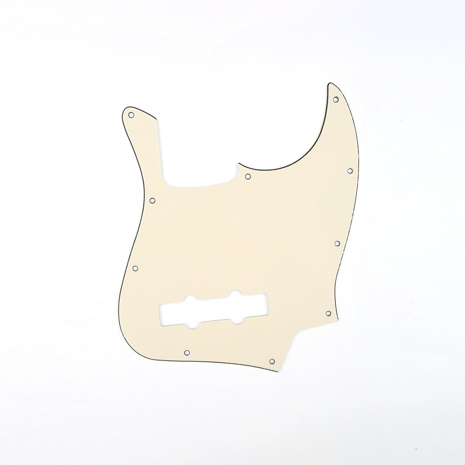 Musiclily 10 Hole J Bass Pickguard for Fender American/Mexican Made Standard Jazz Bass, 3Ply Cream