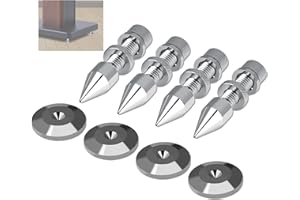 DAUERHAFT 4 Pcs Speaker Spike Set, Silver Copper Anti Scratches Speaker Spikes Stand Foot HiFi Speaker Shockproof Cone Base Pads, for HiFi Speakers or Speaker Frame