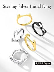 SILVERCUTE Initial Ring Sterling Silver Rings for