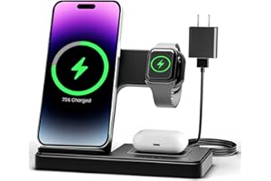 GETPALS Wireless Charger iPhone Charging Station: 3 in 1 Charger Stand Multiple Devices for Apple - iPhone 17 16e 16 15 14 Pro Max 13 12 11 - Watch 10 9 8 7 6 5 4 3 2 SE and Ultra Series - Airpods 4 3 Pro