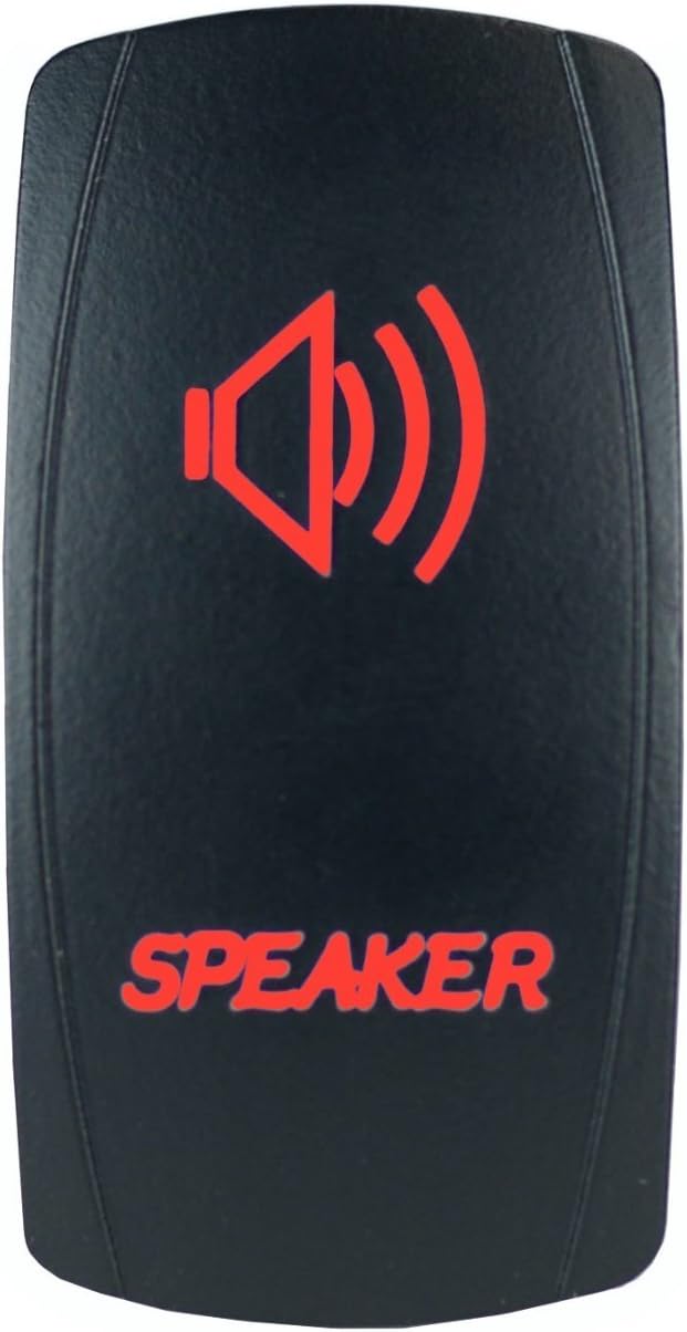 QUNQI STAR 5 pin Laser Backlit Rocker Switch SPEAKER 20A 12V On/off LED Light Toggle Switch (Red)