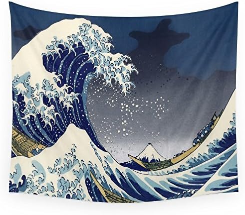 Custom Wall Art Great Wave: Kanagawa Night Wall Tapestry Wall Hanging Art Sets 51x60 Inches