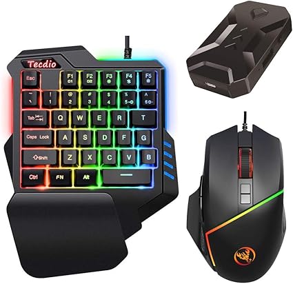 Amazon Co Jp 片手キーボード マウス コンバーター セット Switch対応 キーボード マウスセット Switch Switch Lite Ps4 Ps3 Xbox対応 ヘッドセット対応 Rgb ゲーミングキーボード メカニカル感触 ゲーミングマウス 最大6400dpi Fps Tps Rpg Rtsなどに最適 日本語説明書