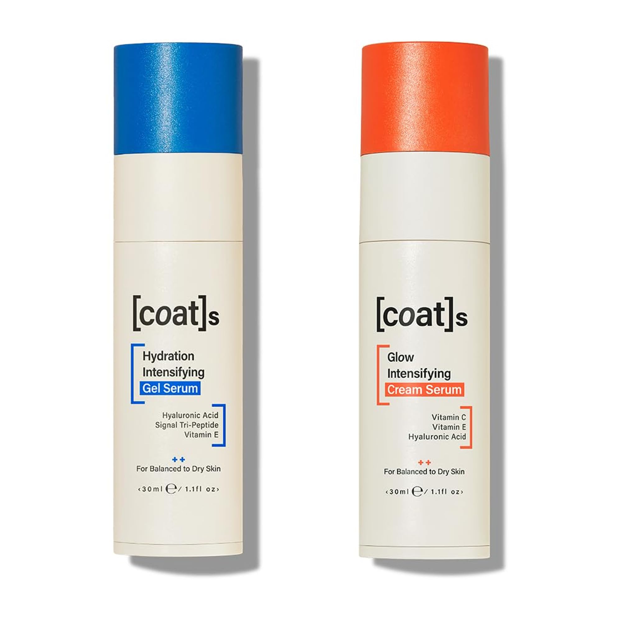 Coats Glow Duo – Glow Intensifying Cream Serum with Vitamin C 30 ml + Hydration Intensifying Gel Serum with Hyaluronic Acid 30 ml – Plumps + Brightens skin, for all skin types