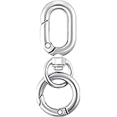 OIIKI 1 Set Double Opening Swivel Clasp Clips, Metal Swivel Spring Snap Hooks, Key Chain Clip with Key Ring for DIY Crafts, Jewelry Clasps, Lanyard Making - Silver