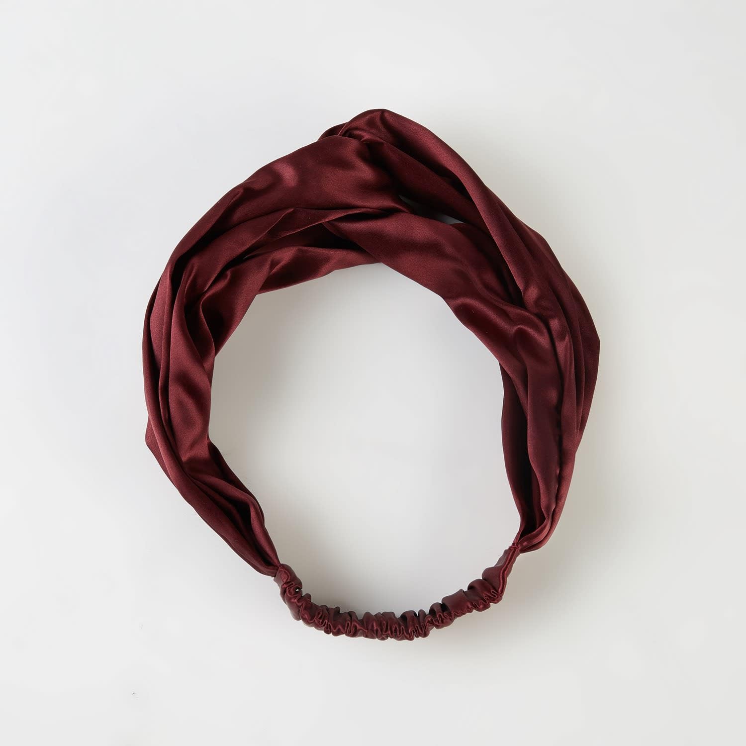 Waterlily Headband 100% Mulberry Silk 22momme Hair Band Head Wrap for Women Soft Natural Organic Beauty Care (Burgundy)