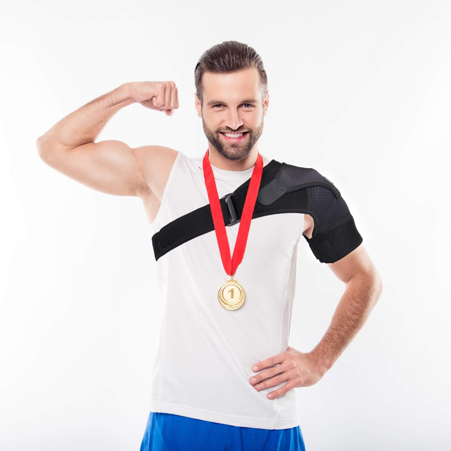 Shoulder Brace for Men and Women [2020 Version] Rotator Cuff - for Bursitis, Dislocated AC Joint, Labrum Tear, Tendonitis,Neoprene Compression Support Sleeve (Black, L-XL): Health & Personal Care