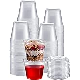 Zeml Portion Cups with Lids (5.5 Ounces, 200 Pack) | Disposable Plastic Cups for Meal Prep, Portion Control, Salad Dressing, & Medicine | Small Plastic Condiment Container
