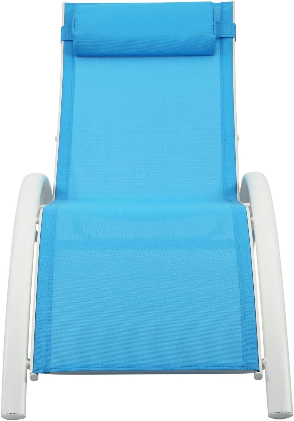 short outdoor chaise lounge on Amazon Com Outdoor Patio 2 Pack Lounge Chairs Adjustable Aluminum Chaise Lounges For All Weather Blue Kitchen Dining