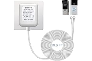 SHMDSO Doorbell Transformer 18V Doorbell Power Supply18V500MA Adapter Compatible with Blink Ring Eufy Google Nest WYZE Eufy Video Doorbell Power Adapter (19.6 Feet White)