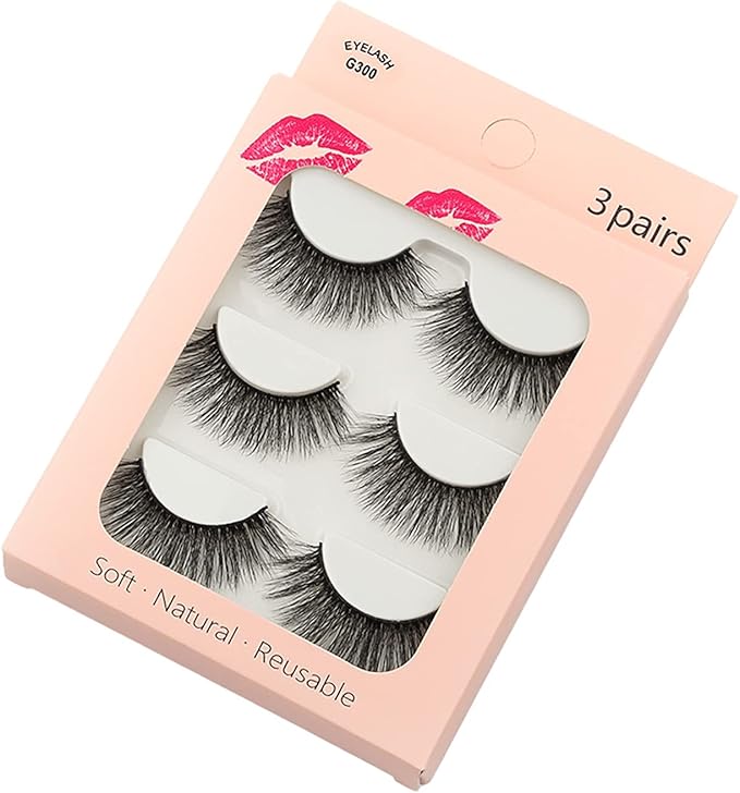 False Eyelashes kiss,Mixed 3 Pairs Mink Eyelashes Pack Thick Eyelash