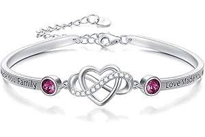 AOBOCO 925 Sterling Silver Adjustable Infinity Heart Bangle Bracelet for Sister Best Friend Daughter Mom Grandma Granddaughter Daughter in Law Godmother Goddaughter Stepmom Stepdaughter