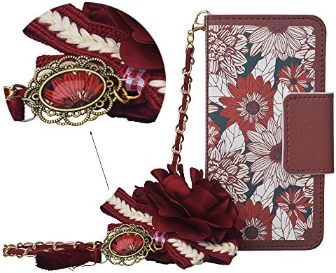 Spritech(TM) for Samsung Galaxy S3 i9300 Cellphone Case,PU Leather Wallet with Red Rose Pendant Accessory Dust Proof Earphone Plug and Card Slot Phone Case