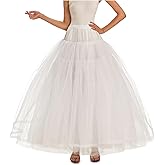 AWSALE Women Hoopless Petticoats 8 Layers Tulle Crinoline Underskirt for Wedding Dress Ball Gown WPT138 White
