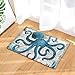 EZON-CH Ocean Octopus Bath Mat Non Slip Watercolor Sea World Animal Home Bathroom Bath Shower Bedroom Mat Toilet Floor Door Mat Rug Carpet Pad Doormat(19.7X31.5IN)