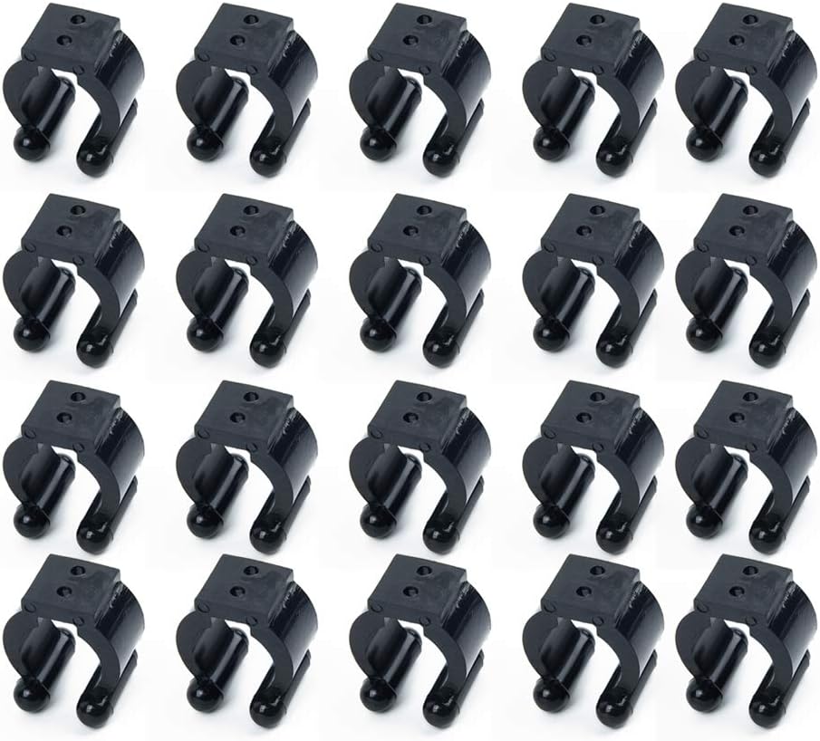 ZUZZEE 20pcs Fishing Pole Rod Holder Clips Rubber Black