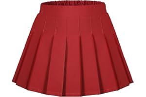 Auranso Girls Pleated Skirt Kids Tennis Elastic Waist Uniform Plaid Skirt 4-14 Y