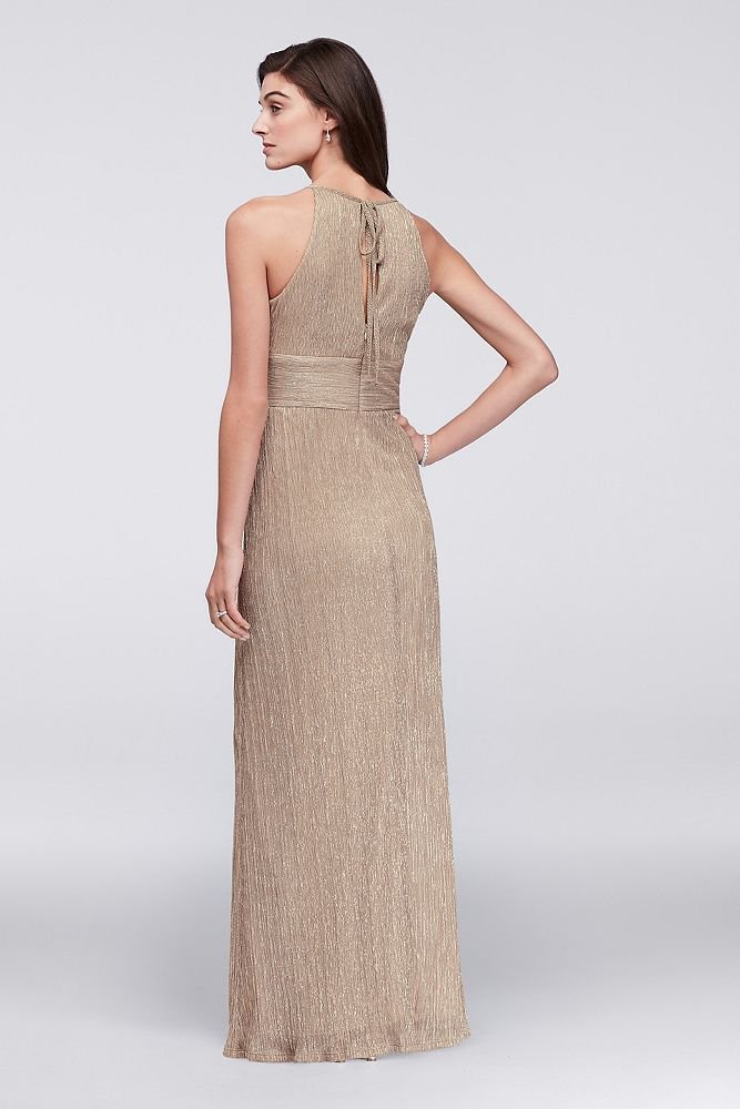 Metallic Keyhole Halter ALine Mother of Bride/Groom Dress Style 9283