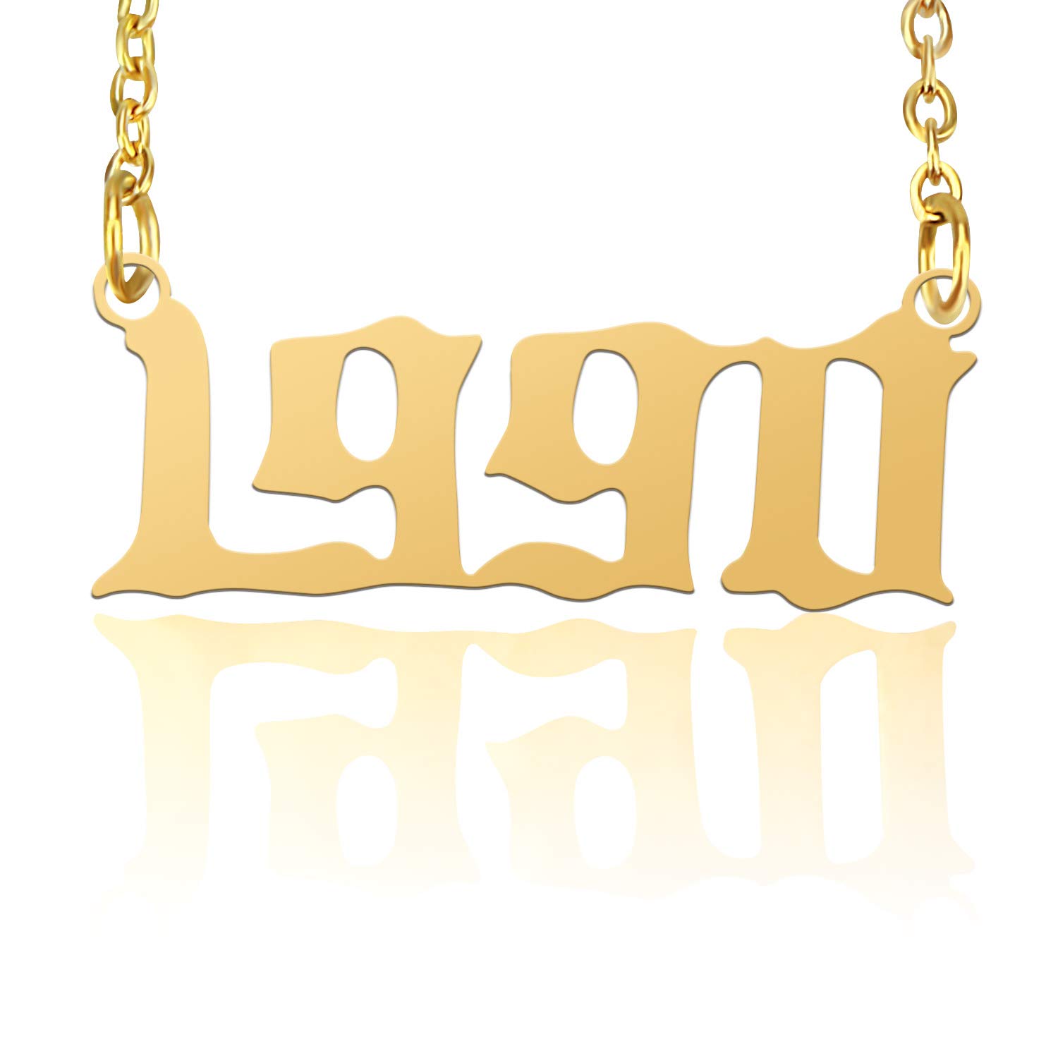 Personalized Birth or Important Years Necklace,Year Number in Old English Font Pendant Necklace Birthday Gift Charm Friendship Necklace Jewelry for Women Girl (1990)