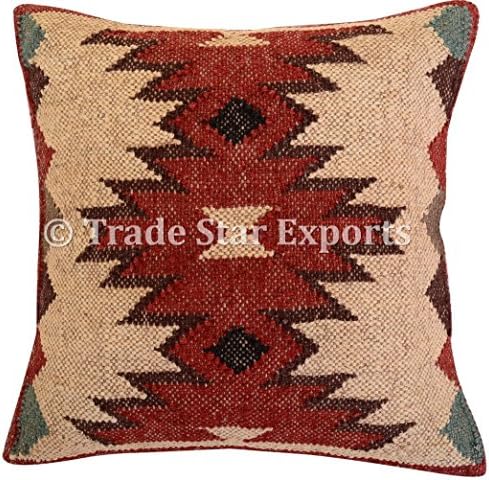 Kilim クッションカバー 18x18インチ ハンドメイドクッション Kelimラグ枕 インディアンジュートクッションカバー 祝日 ヴィンテージ枕カバー ボーホー枕カバー パターン4 リビングルーム用ホームデコレーション エスニックスクエアクッション Kilim クッションカバー 18x18インチ ハンドメイドクッション Kelimラグ枕 インディアンジュートクッションカバー 祝日 ヴィンテージ枕カバー ボーホー枕カバー パターン4 リビングルーム用ホームデコレーション エスニックスクエアクッション