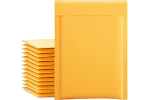 Navor Kraft Bubble Mailers 6x10 Inch #0, 10 Pcs Yellow Padded Envelopes, Self Seal Shipping Bags, Bubble Lined Mailing Envelo