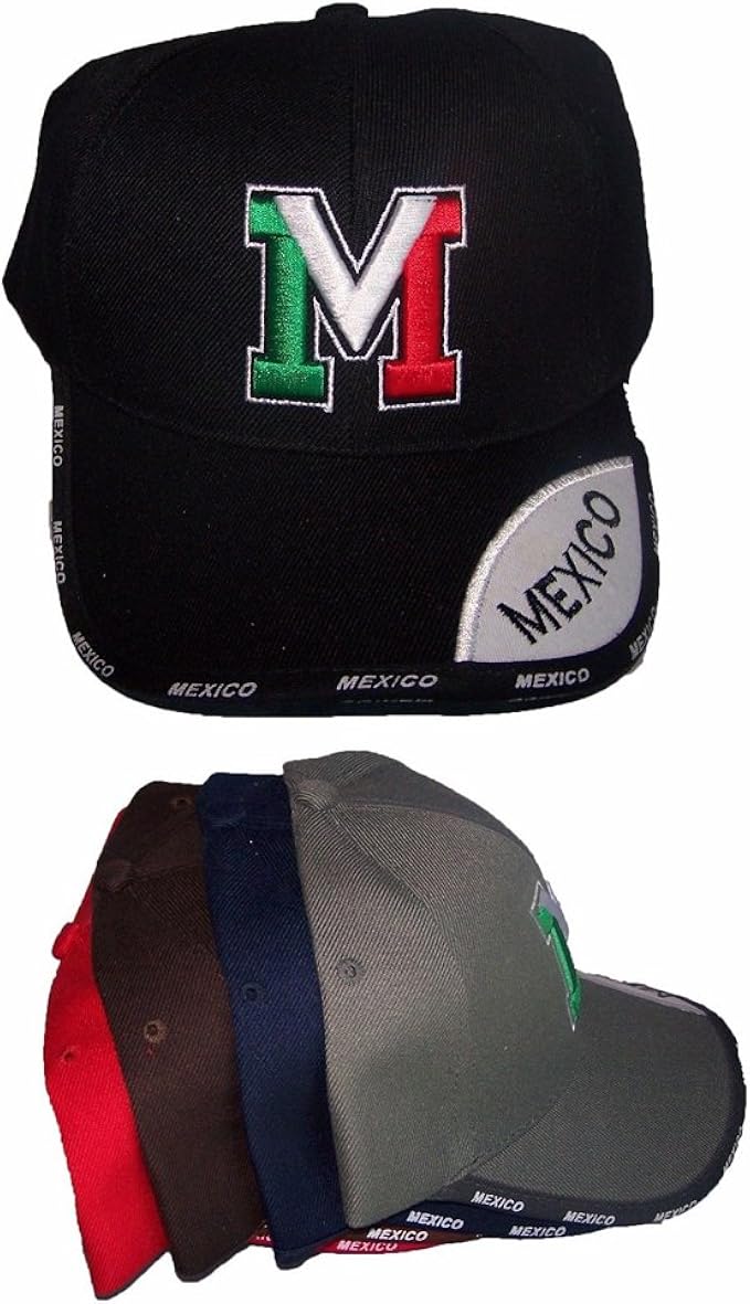 "Mexico" Mexican Hispanic Baseball Caps Hats Embroidered Brown Color
