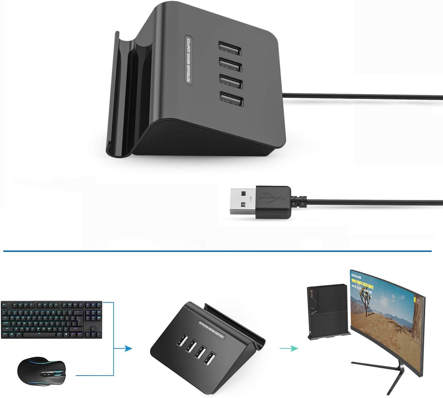 Delta essentials FPS Games Keyboard and Mouse Adapter for PS4/PS3/Xbox One/Nintendo Switch Compatible with Fortnite Call of Duty RainBow Six Siege