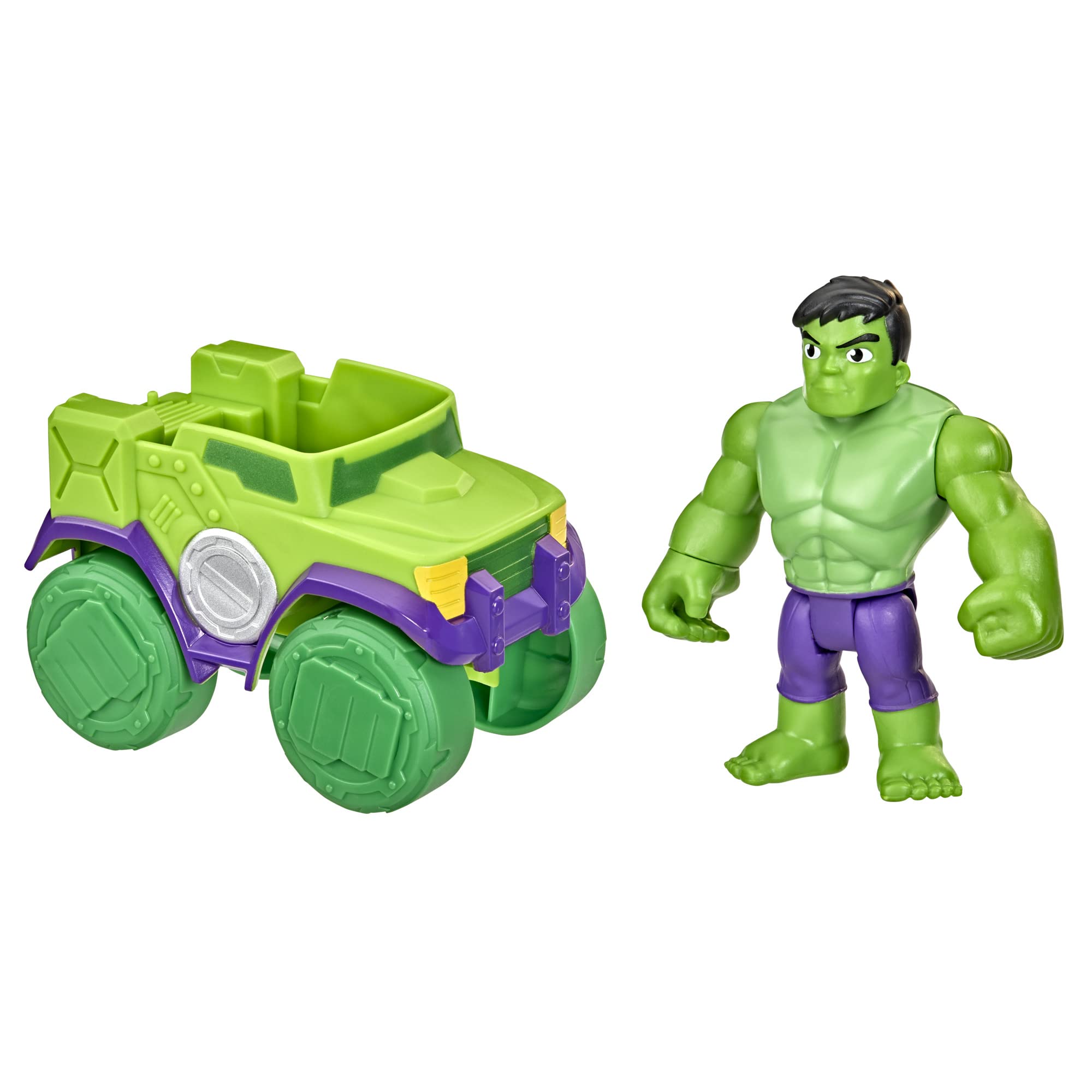 Hasbro Marvel Spidey and His Amazing Friends Hulk Action Figure and Smash Truck Vehicle, Pre-school Toy for Children Aged 3 And Up, Multicolor (F3989)