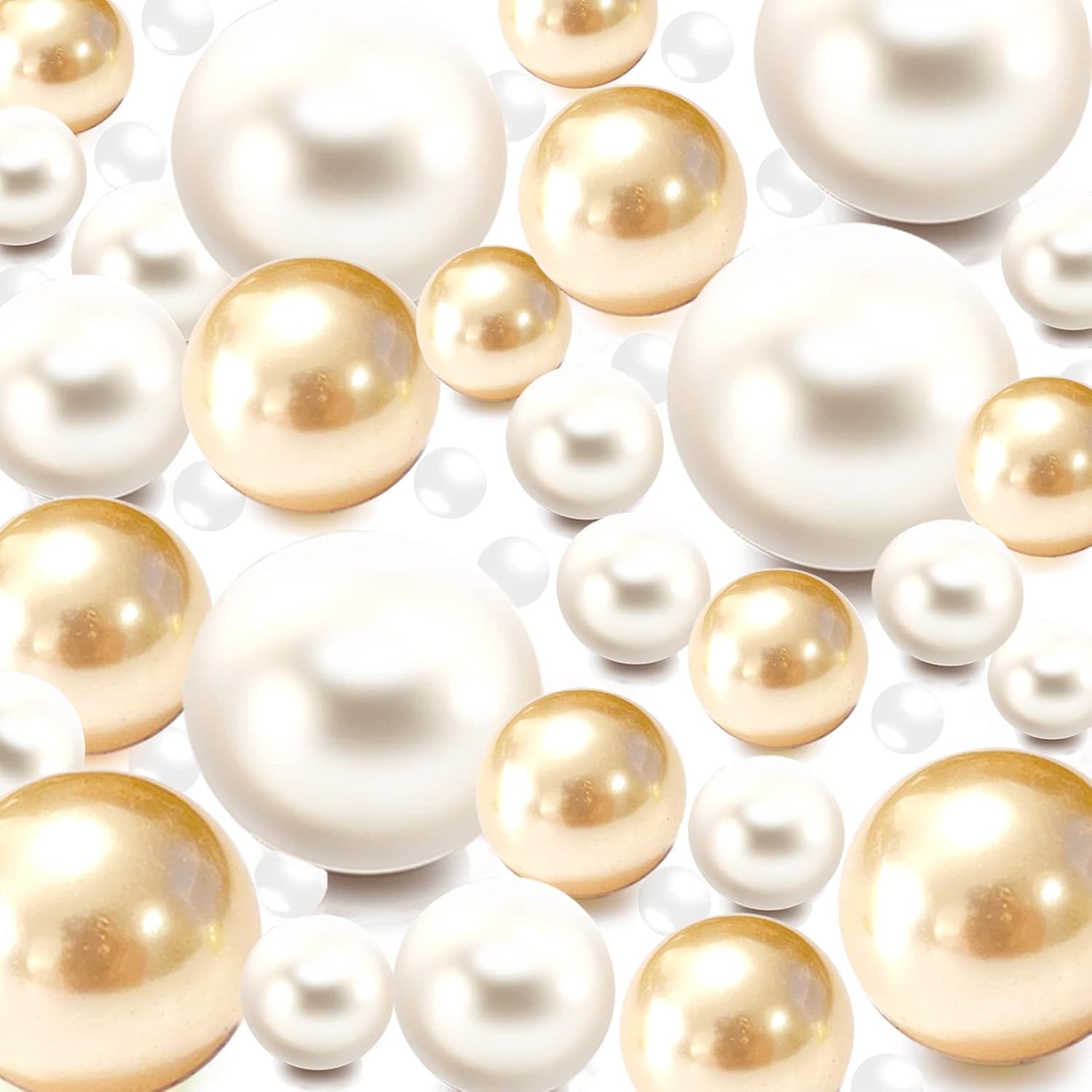 Vase Fillers - Z-synka 200 Pieces Floating NO Hole Pearls and 10000 Pieces Transparent Water Gels,Floating Beads Pearls for Vases,Pearl Decor(Creamy White,Apricot)